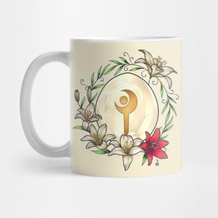 White Mage from FF14 Job Crystal with Flowers T-Shirt Mug